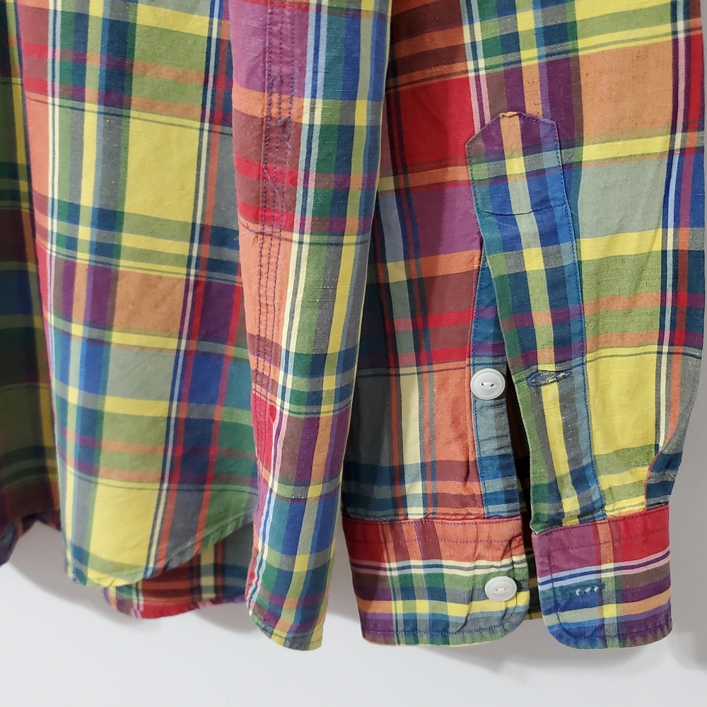 Polo by Ralph Lauren Madras Plaid Linen Silk Blend Button Down Shirt XXL - Picture 4 of 8